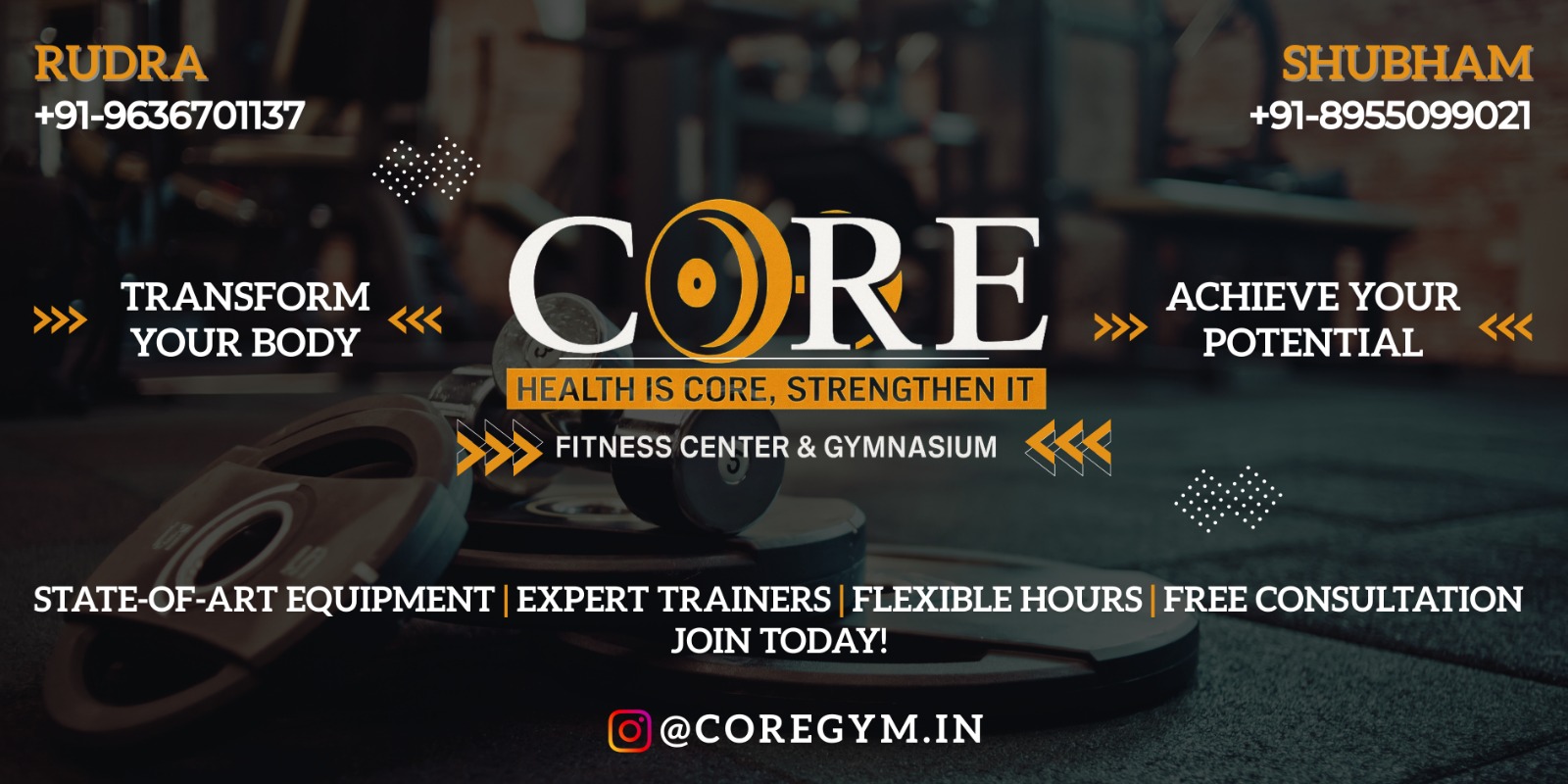 CoreGym — Fitness Center & Gymnasium. Health is core, strengthen it.